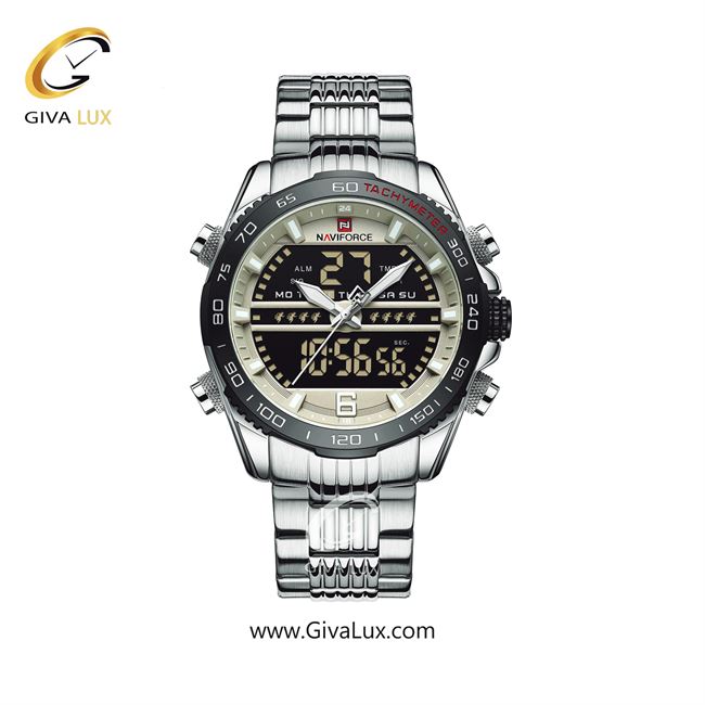 ساعت مچی مردانه بند استیل ناوی فورس (نیوی فورس) NF9195 S/B/GY